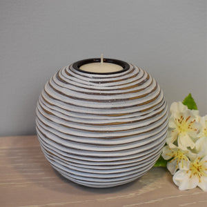 White Washed Round T-Light Holder