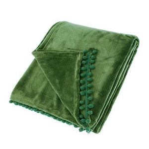 Pom Pom Throw - Olive Green