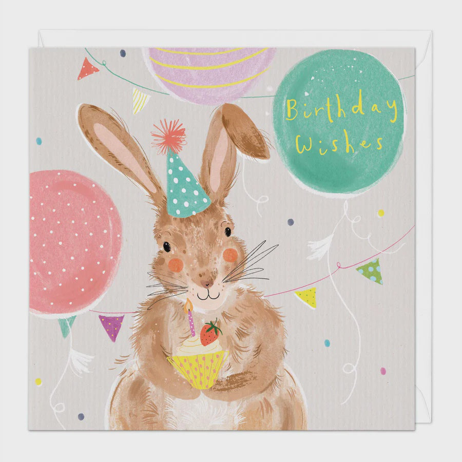 Bunny with Cupcake Birthday Card