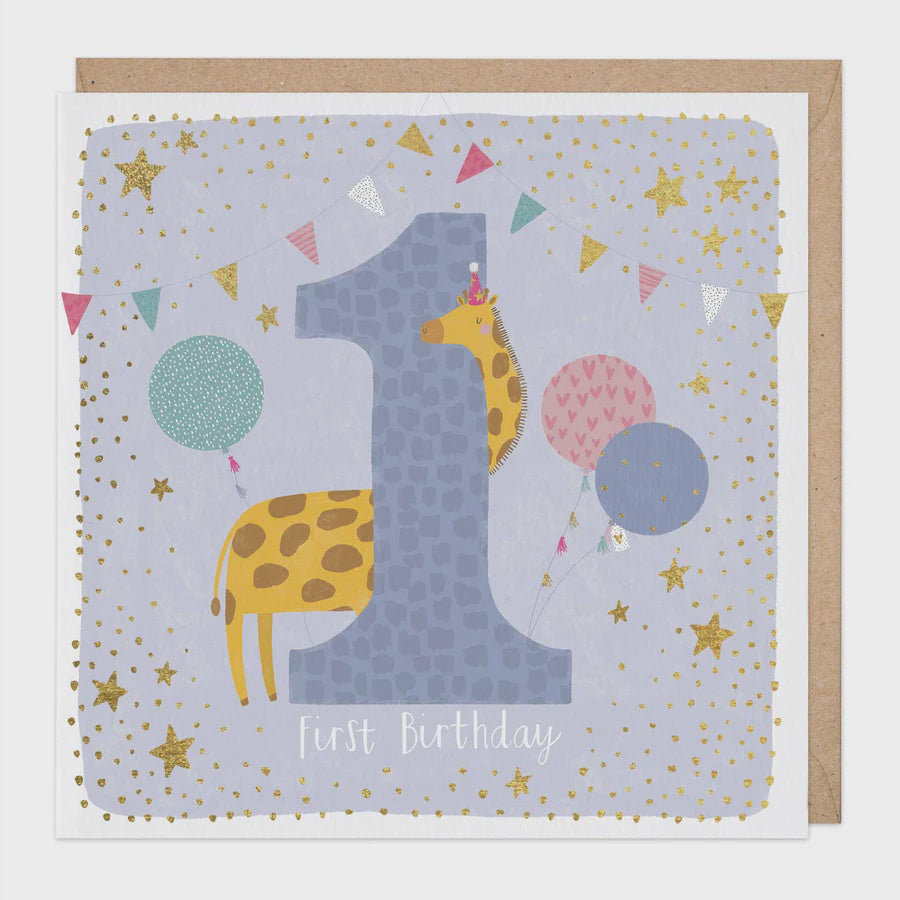 Giraffe 1st Birthday Card