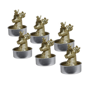 Set of 6 Gold Reindeer Candles