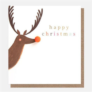 Reindeer Pom Pom Christmas Card