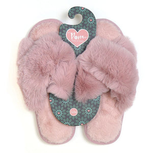 Dusky Rose Faux Fur Slippers S/M