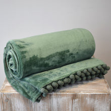 Load image into Gallery viewer, Pom Pom Throw - Moss Green
