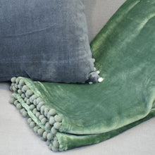 Load image into Gallery viewer, Pom Pom Throw - Moss Green
